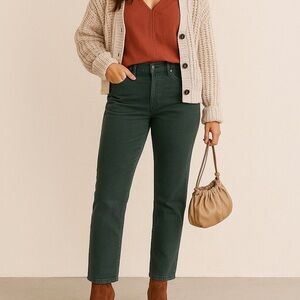 American Eagle Olive Green Mom Straight Corduroys